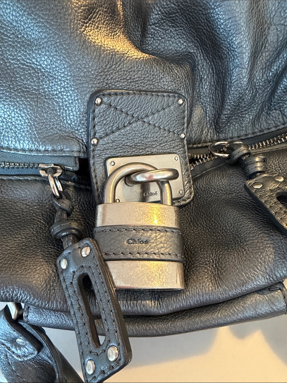 Rare Chloe Paddington Satchel Bag - Gunmetal/Metallic - Picture 4 of 6